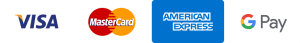 Visa, mastercard, American express et Google pay acceptés